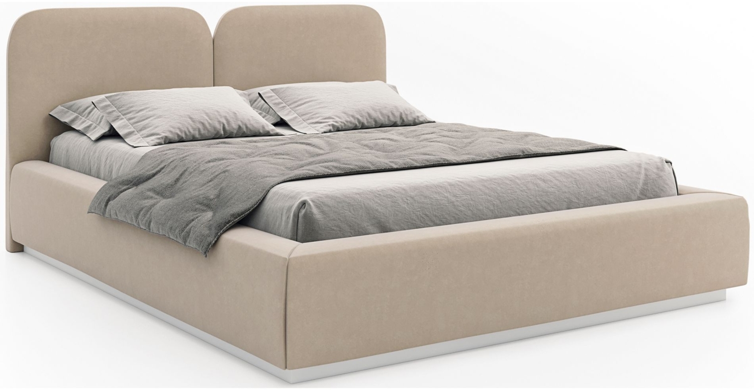 Selsey 'Comoves' Polsterbett 180x200 mit Veloursbezug und LED, Hellbeige Bild 1