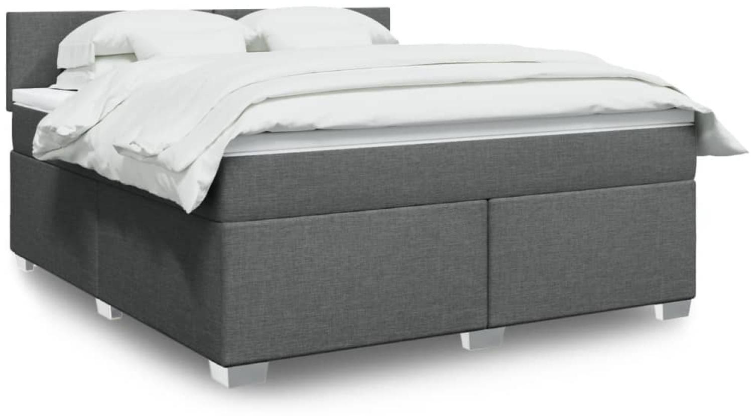 vidaXL Boxspringbett mit Matratze Dunkelgrau 180x200 cm Stoff 3288261 Bild 1