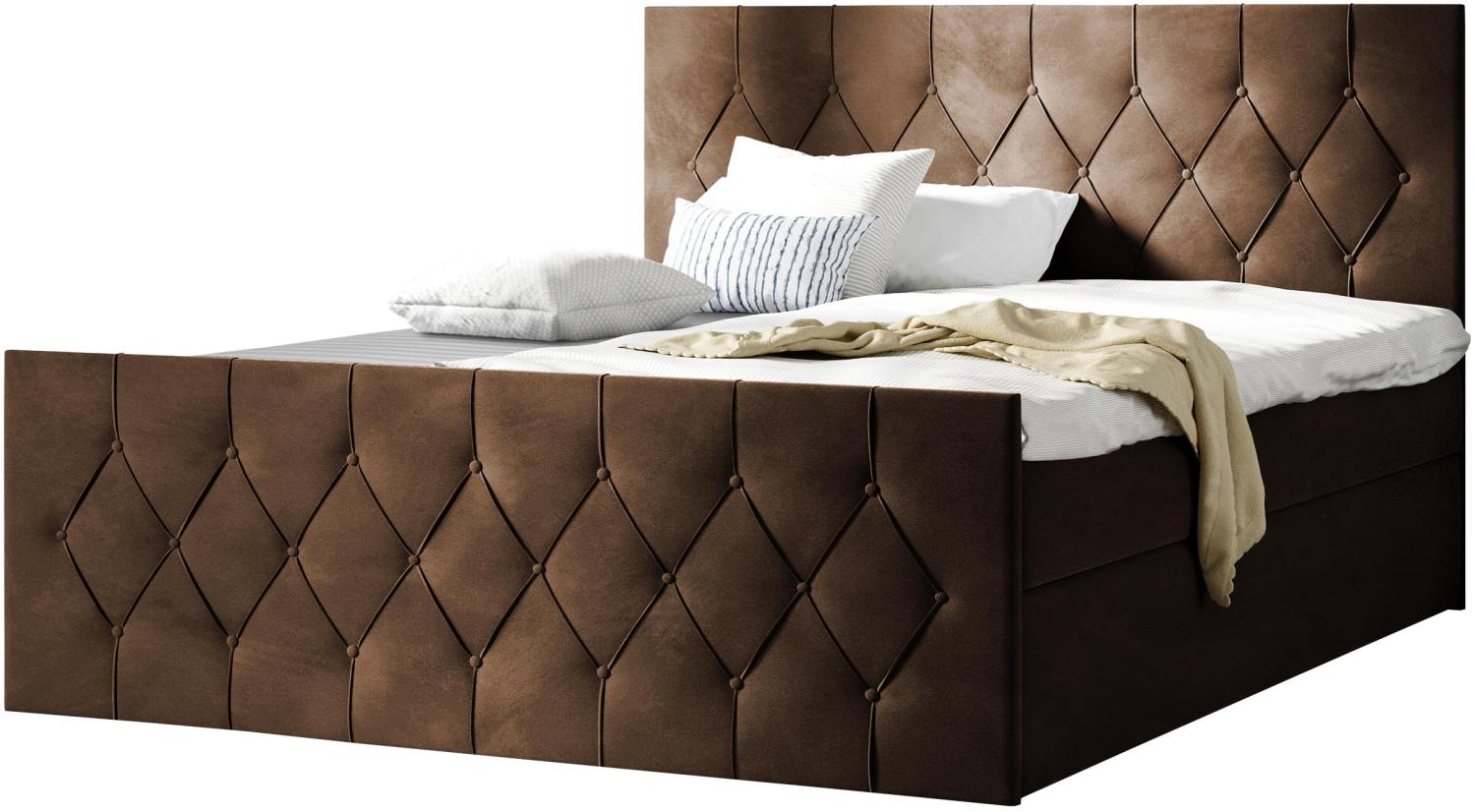 Boxspringbett Simori Lux, Braun, 200x200 cm Bild 1