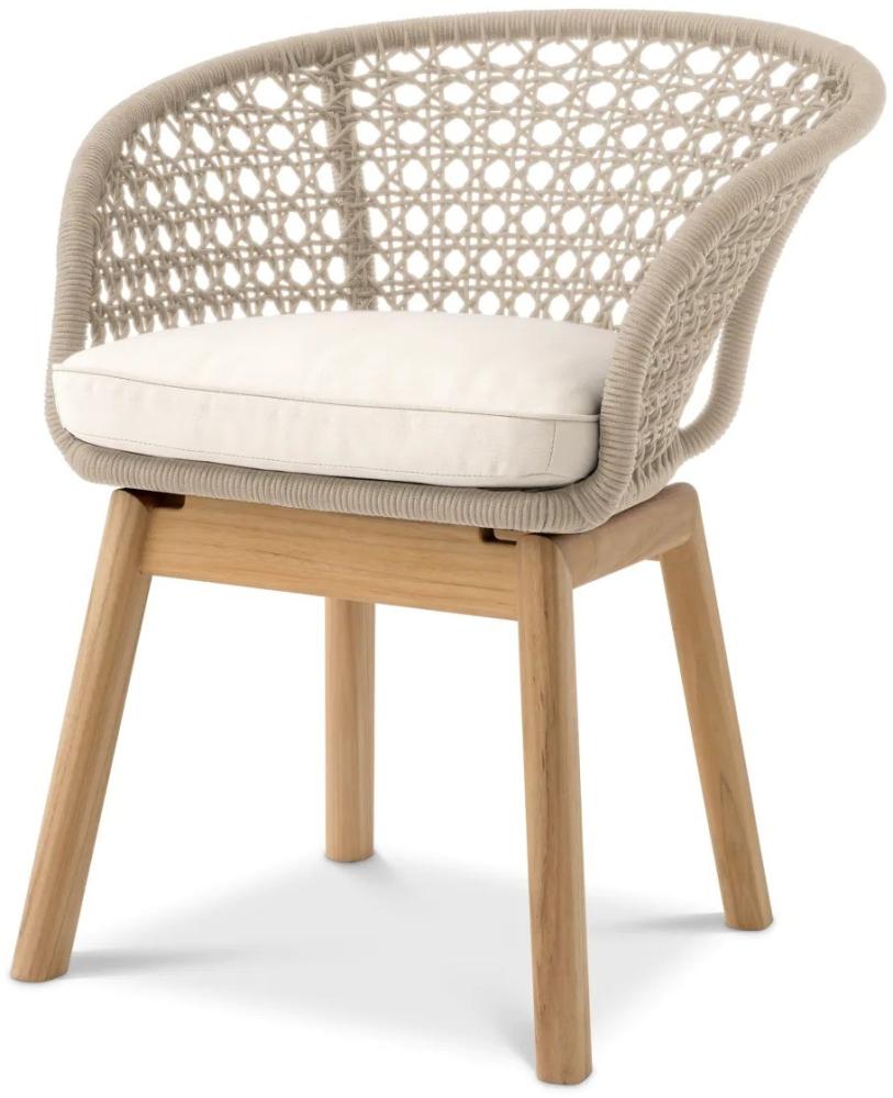 EICHHOLTZ Garten Dining Chair Trinity Teak Cream Rope Bild 1