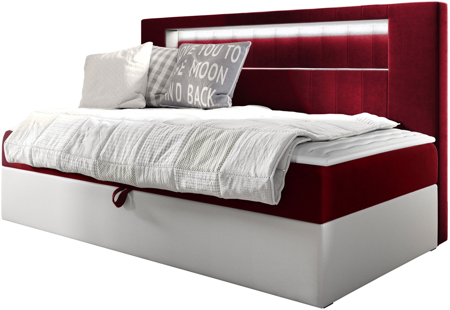 Boxspringbett 'Gladino Junior 2' rot 100 x 200 cm Bild 1