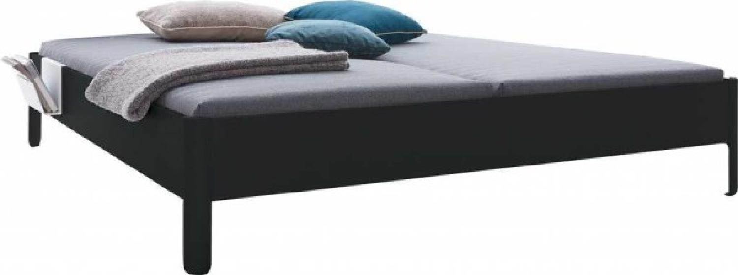 NAIT Doppelbett farbig lackiert Graphitschwarz 160 x 210cm Ohne Kopfteil Bild 1