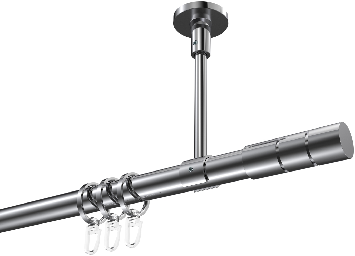 Gardinenstangen-Set Sonette Elanto 540 cm (geteilt in 3 x 180 cm), 1-läufig, 20 mm Ø Chrom Bild 1