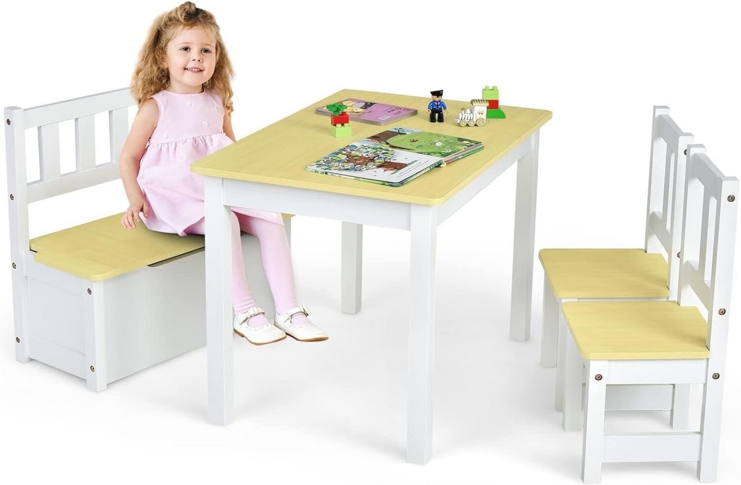 KOMFOTTEU Kindersitzgruppe 4 TLG, (Set), Tisch und 2 Stühle Bild 1