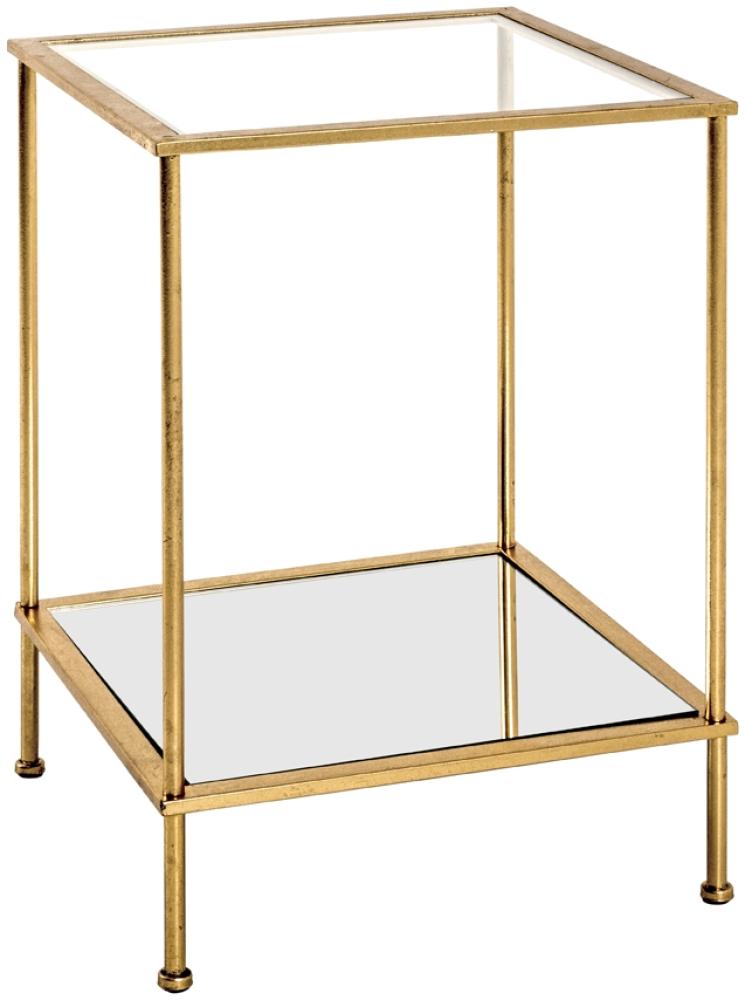 Beistelltisch in gold aus Stahlrohr, Spiegelglas, SHG 5 mm - 39x55x39cm (BxHxT) Bild 1