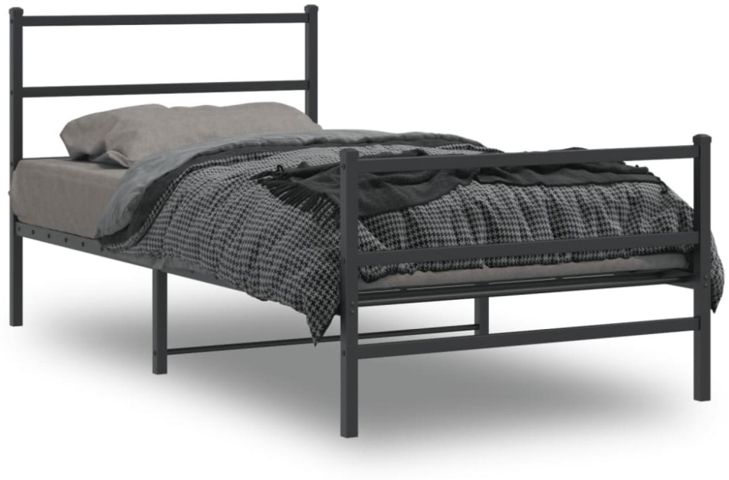 vidaXL Bettgestell mit Kopf- und Fußteil Metall Schwarz 100x190 cm 355377 Bild 1