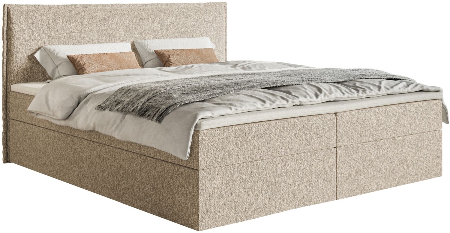 Selsey 'Softie' Boxspringbett 160x200 cm mit Topper und Stauraum, Chenille, Hellbeige Bild 1