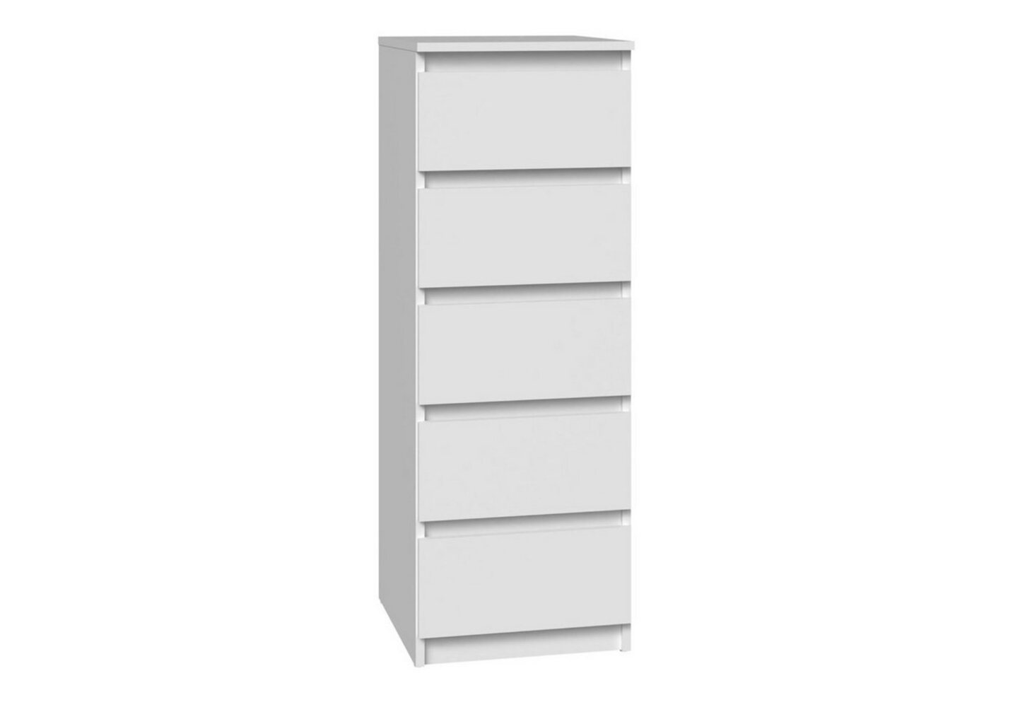 Home Collective Kommode weiß mit fünf Schubladen, Schlafzimmer Flur Nachttisch, Schrank, Sideboard, Highboard, Breite 40 cm Höhe 111cm Bild 1