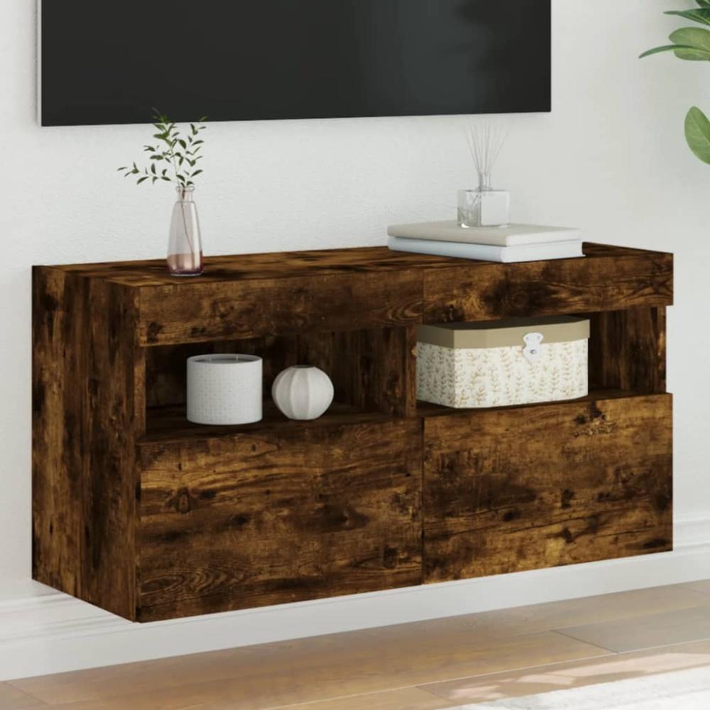 vidaXL TV-Wandschrank mit LED-Leuchten Räuchereiche 80x30x40 cm 837205 Bild 1