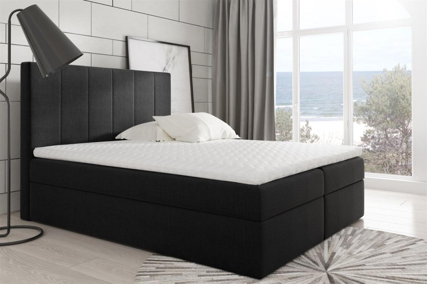 Boxspringbett MARIBEL 140x200 cm Stoff Schwarz Bild 1