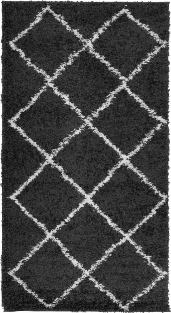vidaXL Shaggy-Teppich PAMPLONA Hochflor Modern Schwarz Creme 60x110 cm 375404 Bild 1