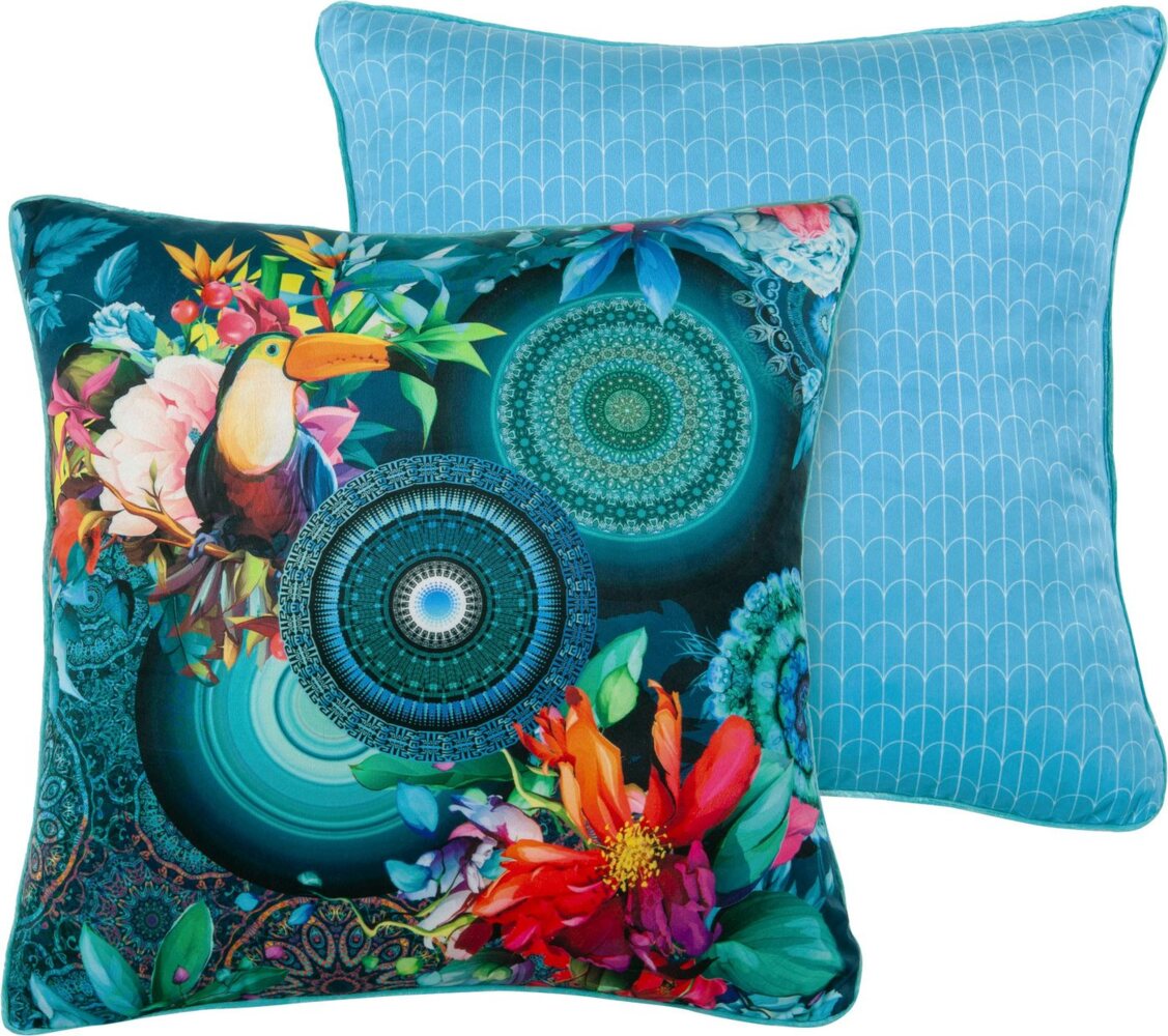 hip Dekokissen Cailani, Mit Füllung, 1 Stück, Biese, Wendeoptik, Weich, Mandala, Blau Bild 1