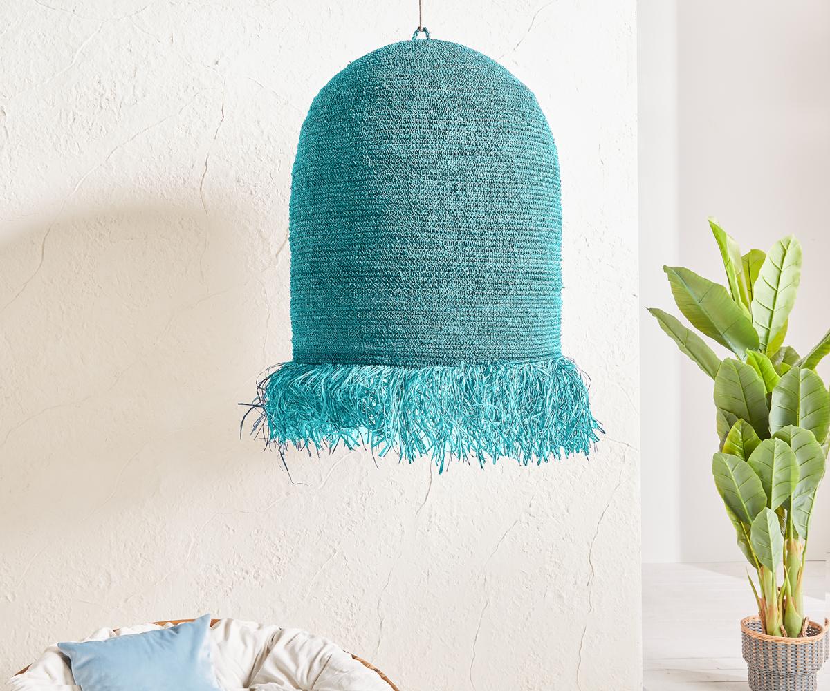 Lampenschirm Kubu-Kubu Ø 100x120 cm Türkis aus Wasserhyazinthe Bild 1