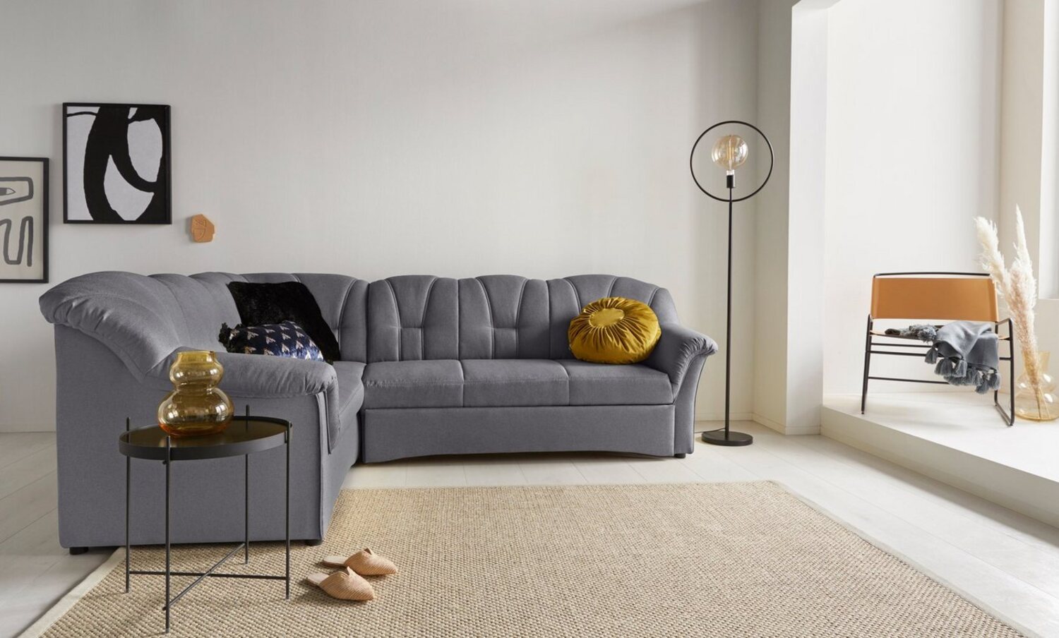 DOMO collection Ecksofa Papenburg B/T/H: 242/190/84 cm L-Form, wahlweise mit Bettfunktion, Langer Schenkel links oder rechts Bild 1