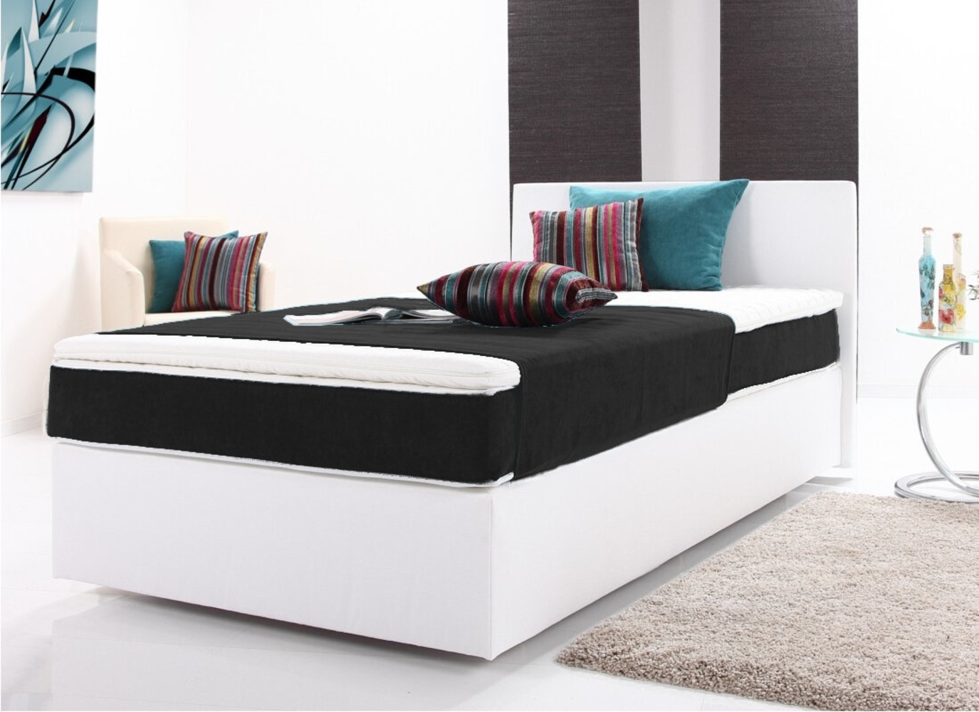 Boxspringbett PLUTO 200x200 weiß/schwarz Bild 1
