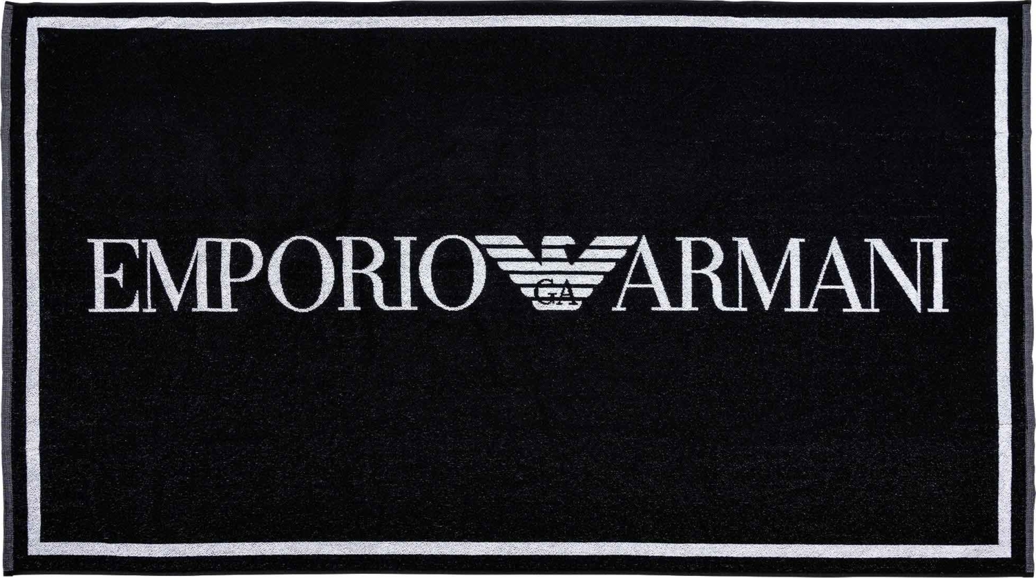 EMPORIO ARMANI Unisex Strandtuch - Badetuch, Logo, Baumwolle Schwarz 170x100 cm Bild 1