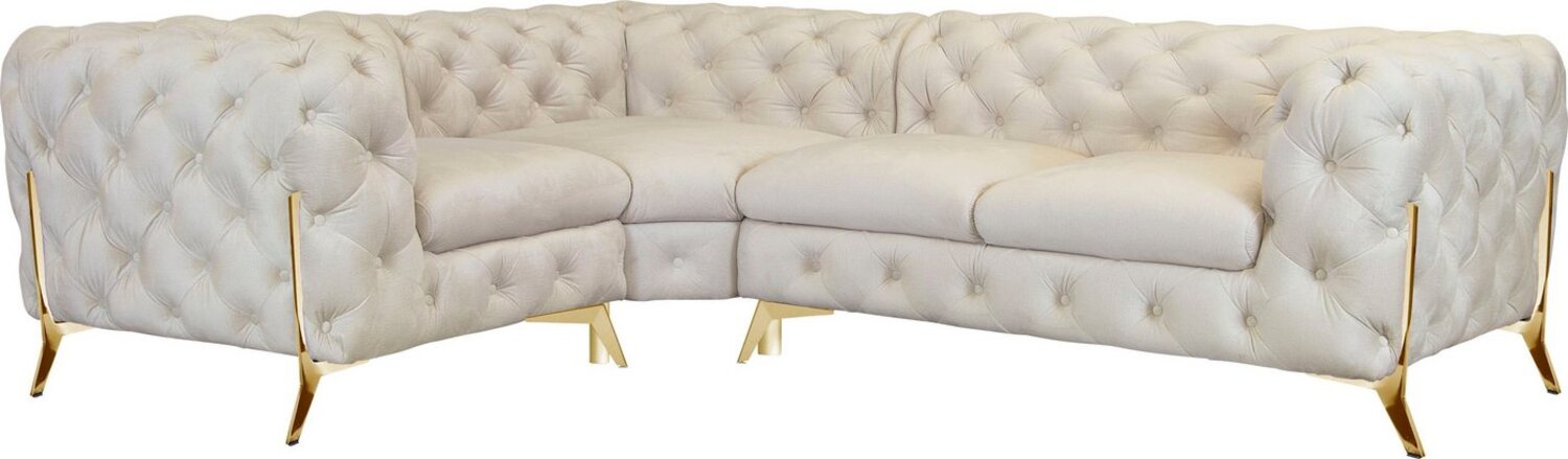 Leonique Chesterfield-Sofa Amaury L-Form, moderne Chersterfield-Optik, Breite 262 cm, Fußfarbe wählbar Bild 1