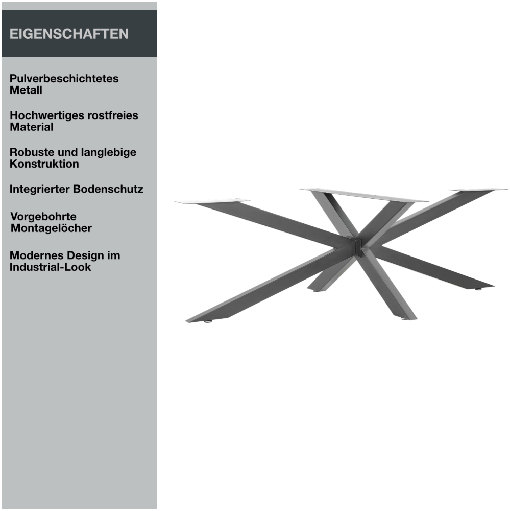 Tischgestell | X-Design | 98 x 58 x 43 cm | Stahl - Anthrazit Bild 1