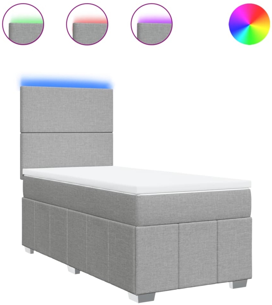 vidaXL Boxspringbett mit Matratze Hellgrau 80x200 cm Stoff 3293788 Bild 1