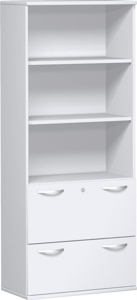 Modulschrank 1. + 2. OH Hängeregistratur, 3. - 5. OH Regal, 80x42x192cm, Weiß Bild 1