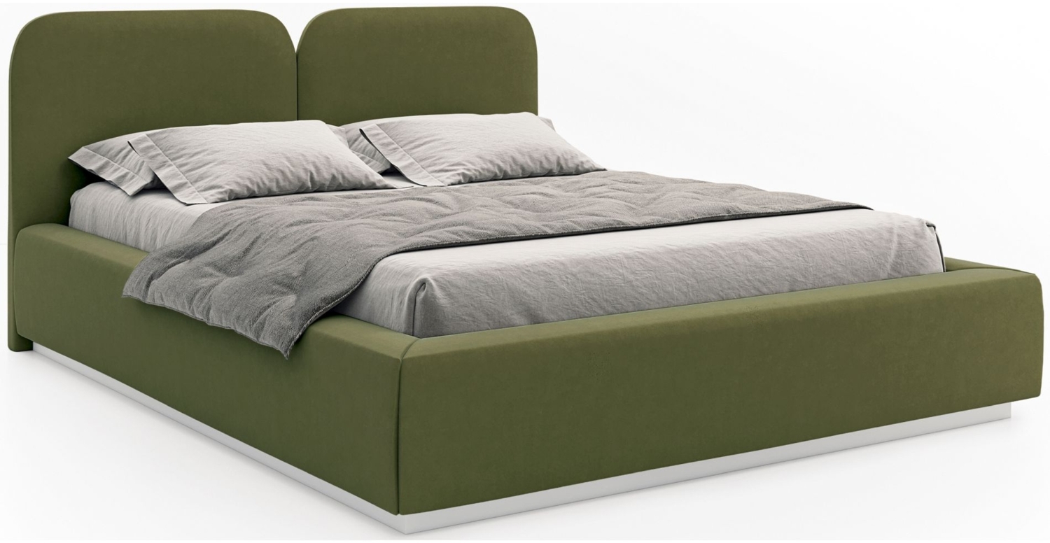 Selsey 'Comoves' Polsterbett 180x200 mit Veloursbezug, Bettkasten und Lattenrost, Olivgrün Bild 1