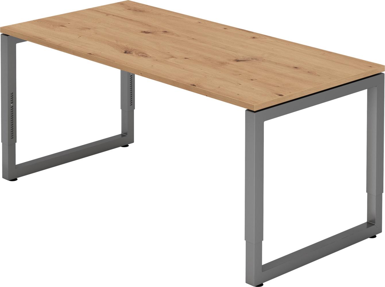 bümö® Schreibtisch R-Serie höhenverstellbar, Tischplatte 160 x 80 cm in Ahorn, Gestell in graphit Bild 1