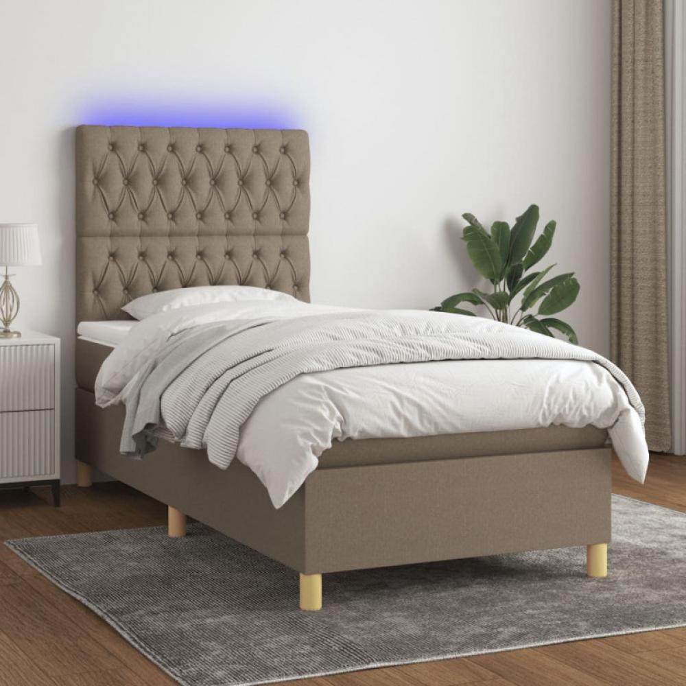 Boxspringbett mit Matratze & LED Stoff Taupe 80 x 200 cm Bild 1