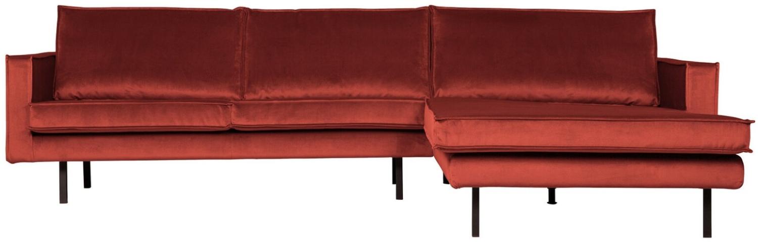 Ecksofa Rodeo Chaiselongue Samt, rechts Rot Bild 1