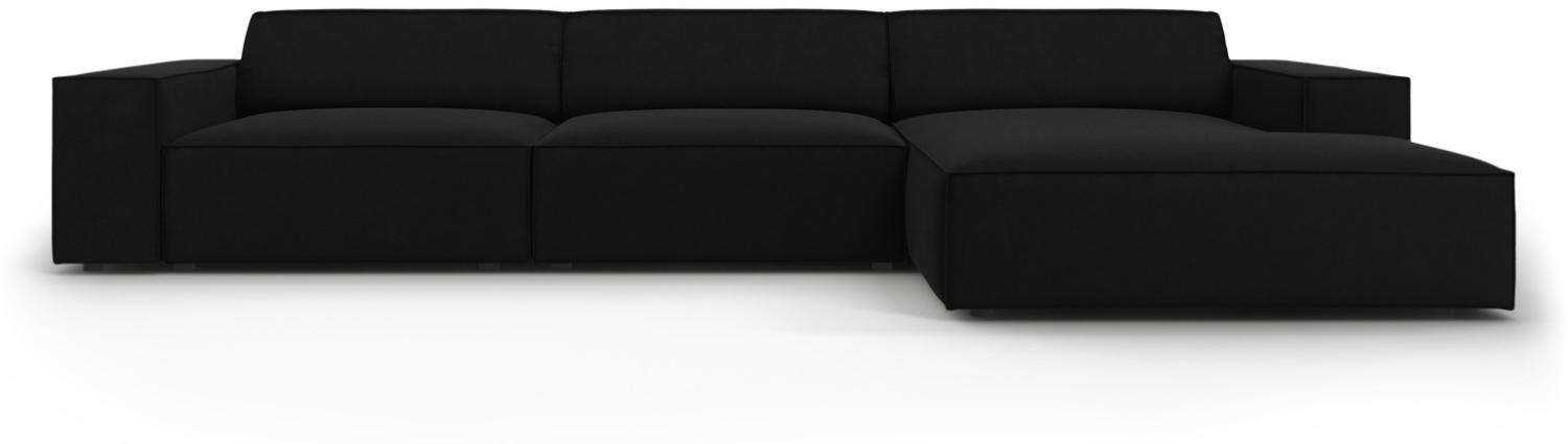 Micadoni 4-Sitzer Samtstoff Ecke rechts Sofa Jodie | Bezug Black | Beinfarbe Black Plastic Bild 1