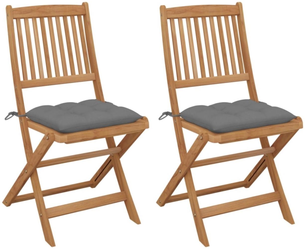 vidaXL Klappbare Gartenstühle 2 Stk. mit Kissen Massivholz Akazie 3064660 Bild 1