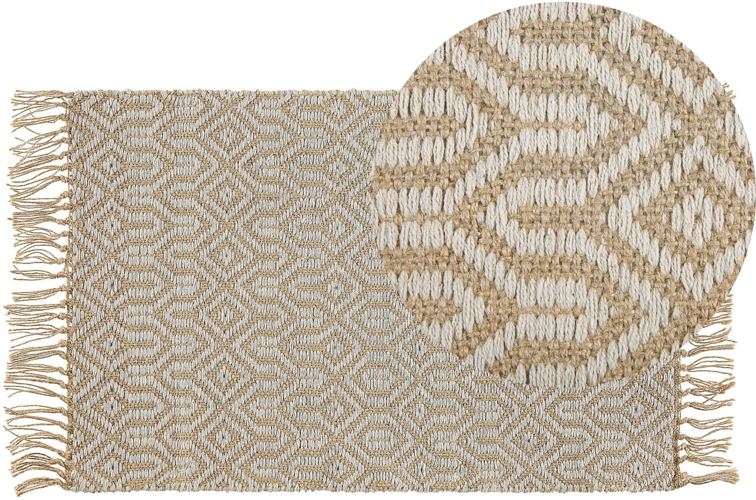 Teppich beige 50 x 80 cm geometrisches Muster Kurzflor zweiseitig POZANTI Bild 1