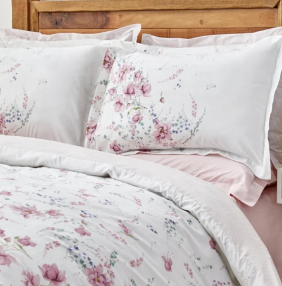 Karaca Bettwäsche Karaca Dalila 100% Baumwolle Doppelbett Bettwäsche Bettbezug Set Rosa Bild 1