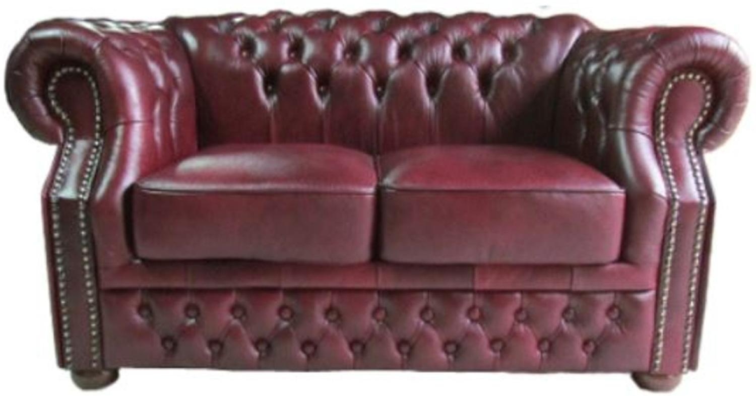 Casa Padrino Luxus Echtleder 2er Sofa Dunkelrot 180 x 90 x H. 80 cm Bild 1