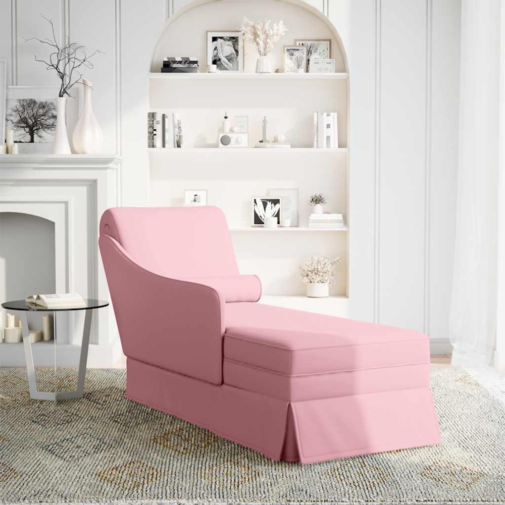 vidaXL Chaiselongue mit Nackenrolle und Rechter Armlehne Rosa Samt 4009785 Bild 1
