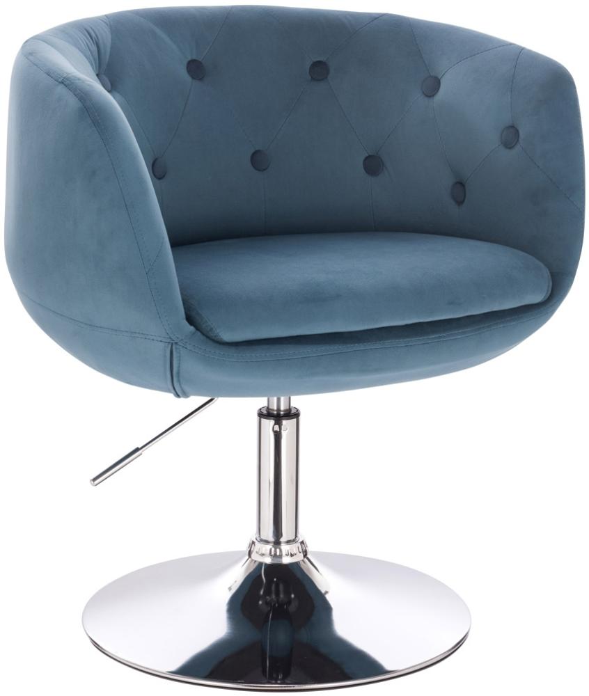 SVITA Panama Retro Loungestuhl Cocktailsessel Blau Petrol Samt-Optik Tellerfuß Bild 1