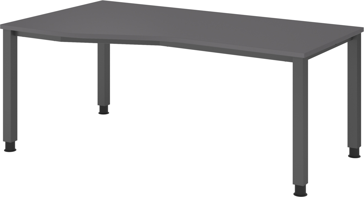 bümö manuell höhenverstellbarer Schreibtisch 180x100 cm in Graphit, Metall-Gestell: Graphit - PC Tisch höhenverstellbar & belastbar bis 140 kg, Büro- und Computertisch groß, QS-18-G-G Bild 1