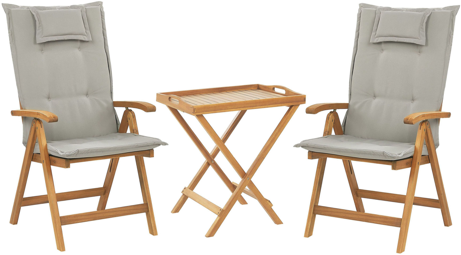 Bistro Set mit Kissen Holz Taupe JAVA Bild 1