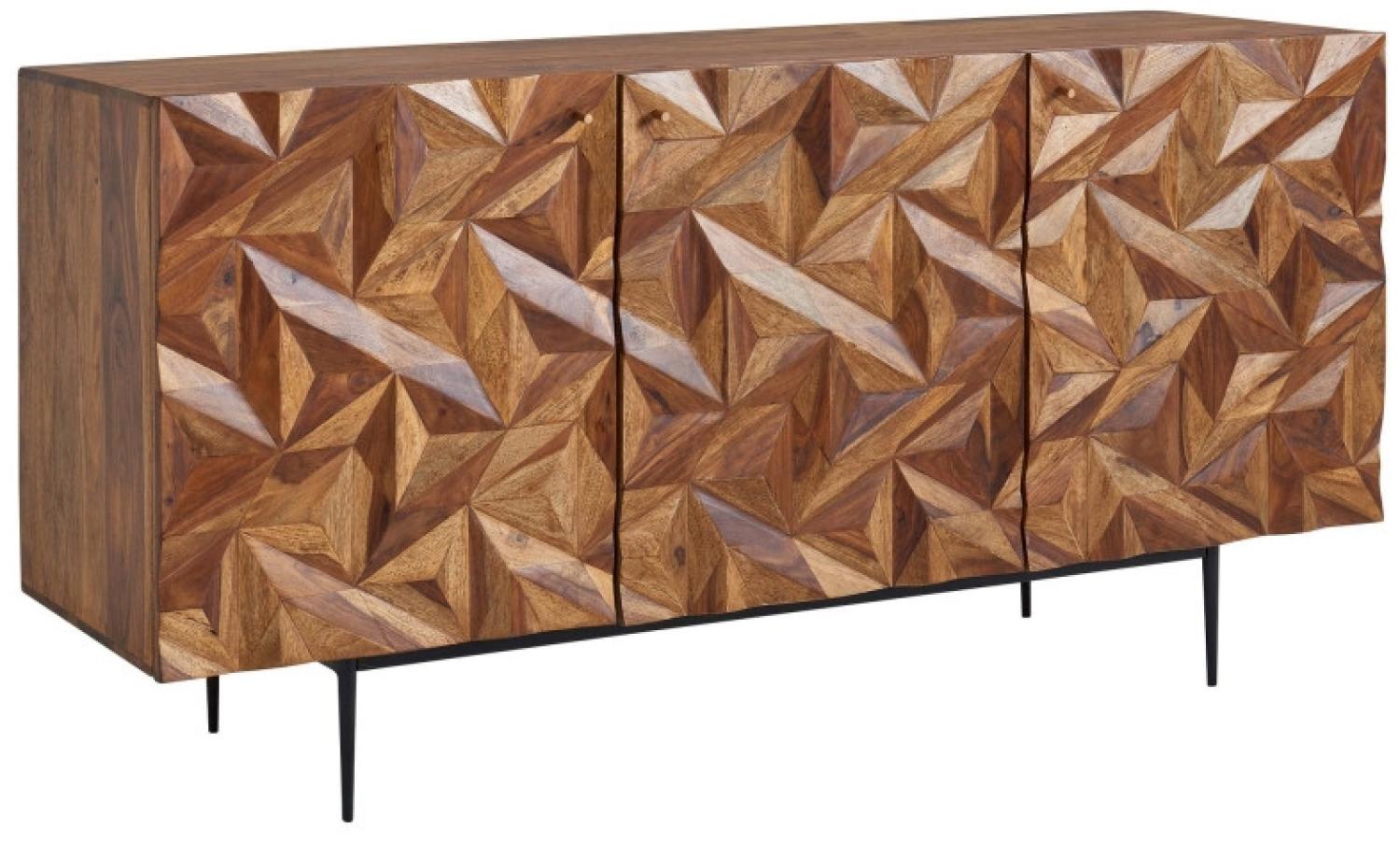 Sideboard 144x72x47 cm Sheesham Massivholz / Metall Anrichte Bild 1