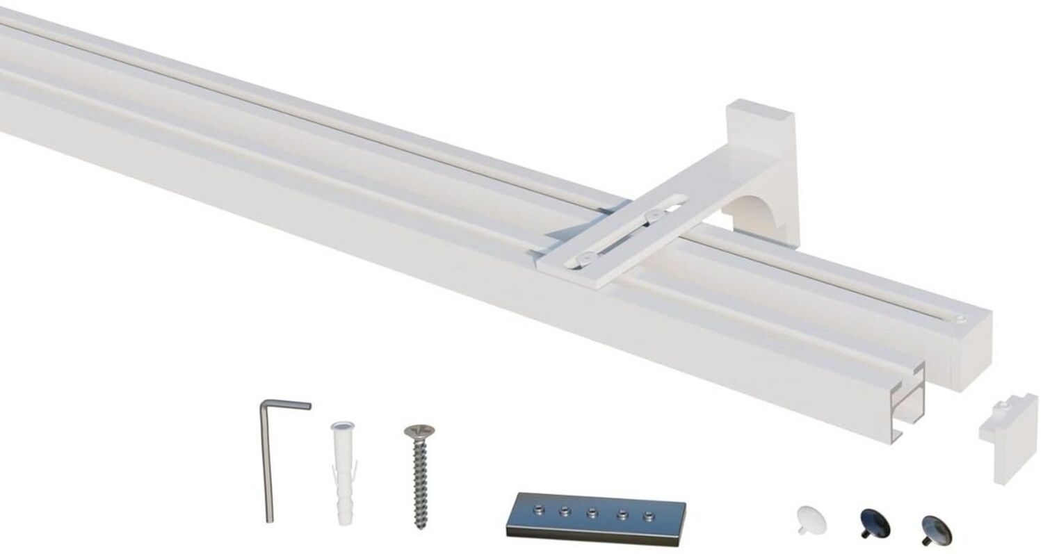 Gardineum Innenlaufschiene Eckige Innenlaufstange/ Gardinenstange 20x20mm mit Wandhalterung-2lfg Bild 1