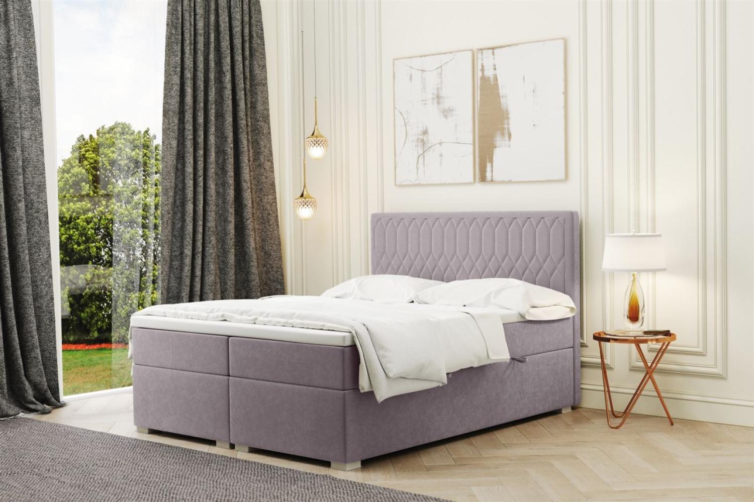 Boxspringbett Schlafzimmerbett DUSTY 120x200cm in Stoff Riviera Flieder Bild 1