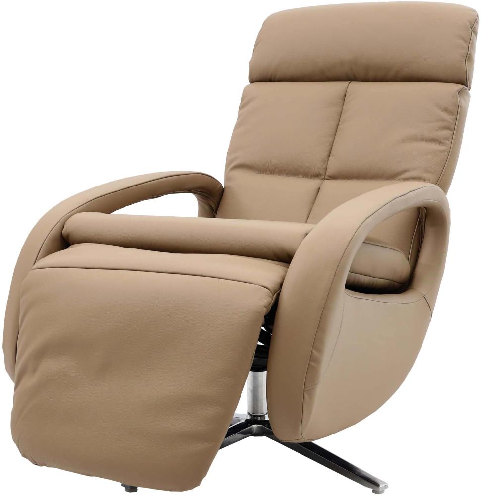 Relaxsessel HWC-L11, Design Fernsehsessel TV-Sessel Liegesessel, Liegefunktion drehbar, Voll-Leder ~ taupe Bild 1