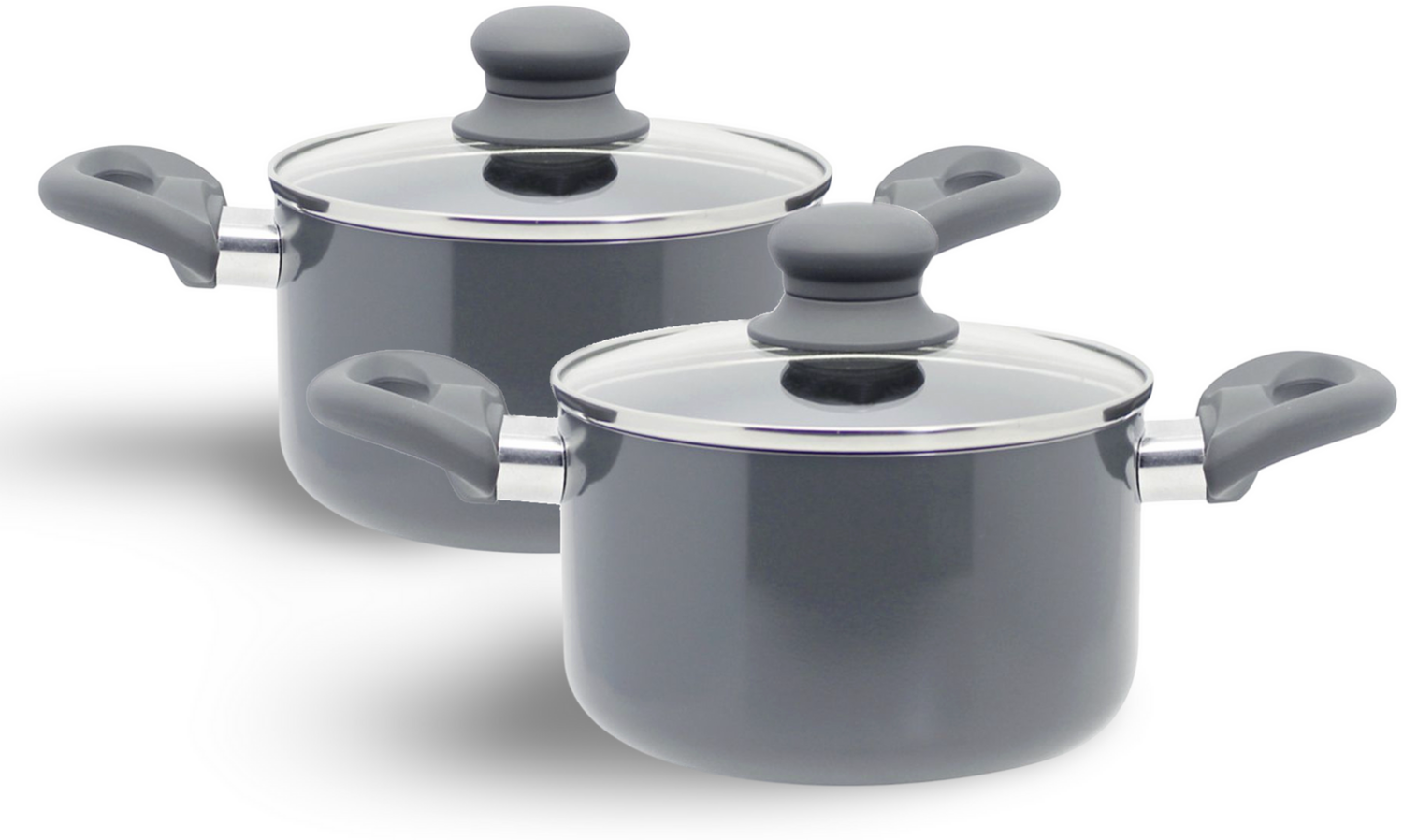 2 Stück Kochtopf "Rom" PFAS-frei 16cm Alu Kochtöpfe Set Töpfe Topf Deckel Topfset 2x Bild 1