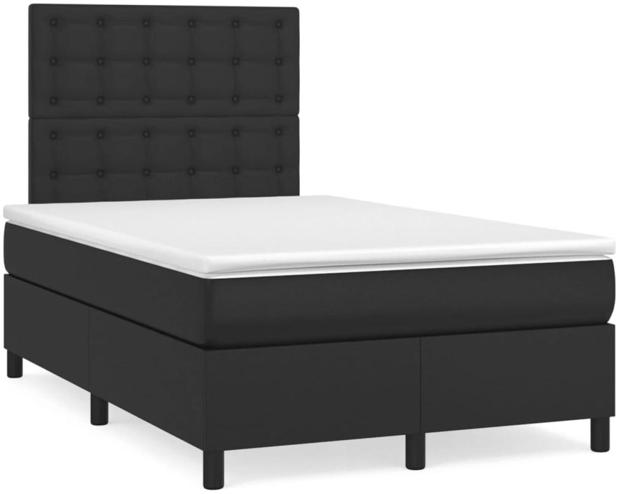 vidaXL Boxspringbett mit Matratze Schwarz 120x190 cm Kunstleder 3269977 Bild 1