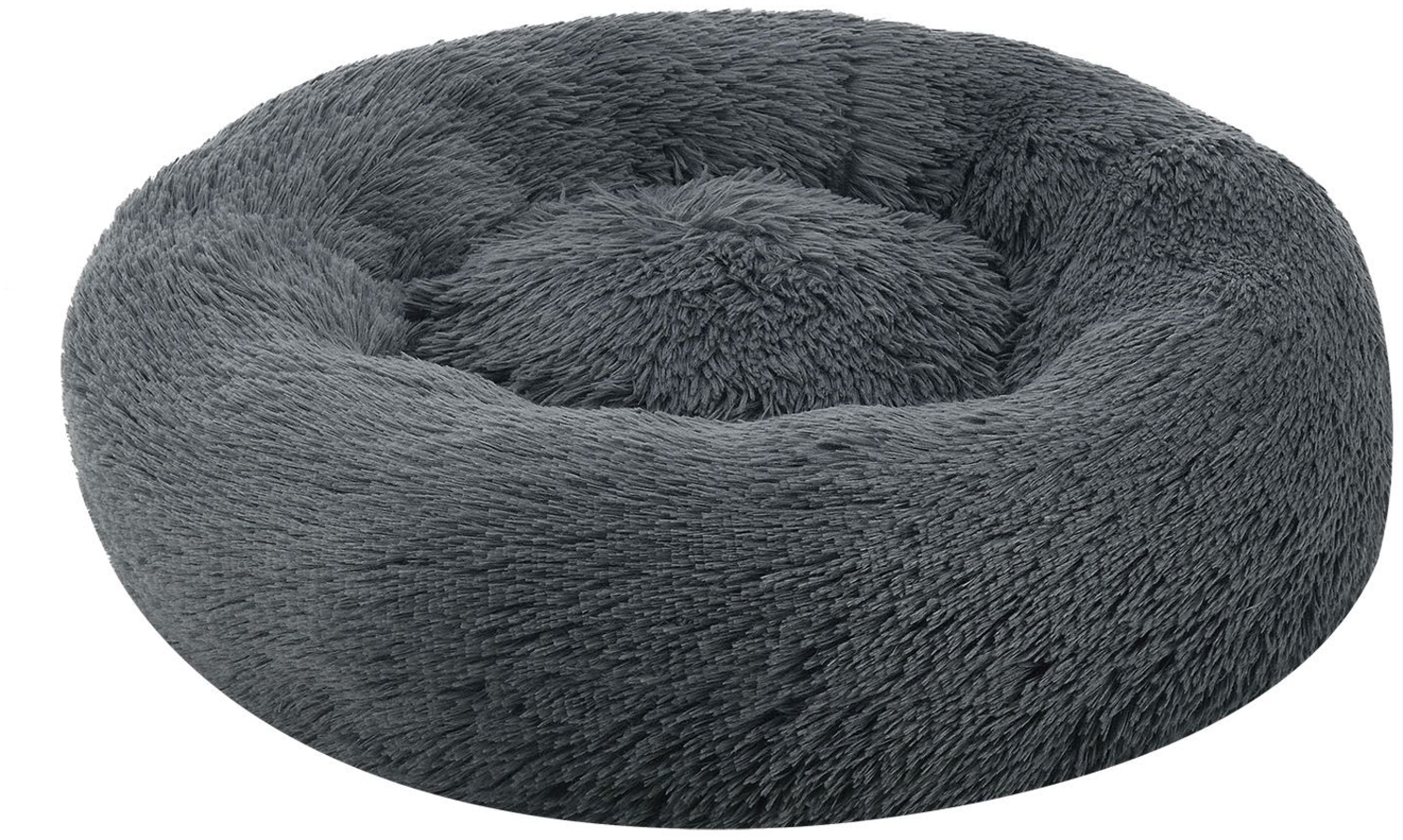 Juskys 'Monty' Haustierbett S – Hundebett rund für Hunde & Katzen – Katzenbett flauschig & waschbar – Hundekissen in Donut Form – Dunkelgrau, 50 cm Bild 1