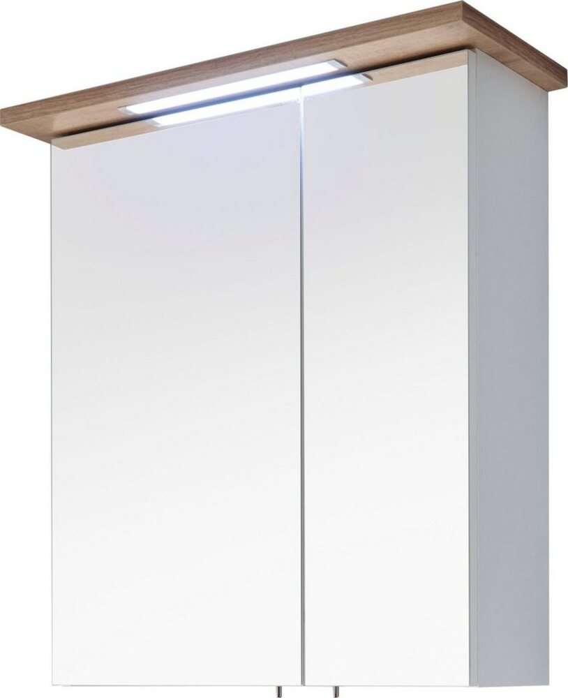 Saphir Spiegelschrank Quickset 923 Badschrank, 2 Spiegeltüren, 2 Einlegeböden, 60 cm breit inkl. LED-Beleuchtung, Türdämpfer, Schalter-/Steckdosenkombination Bild 1