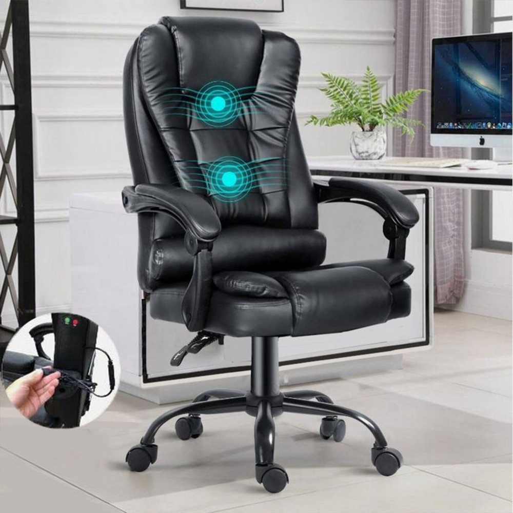 oyajia Bürostuhl Ergonomischer Bürostuhl Massage Chefsessel Drehstuhl Gaming Büro Stuhl, Drehsessel mit verstellbare Lendenkissen, Kopfkissen und Armlehnen Bild 1