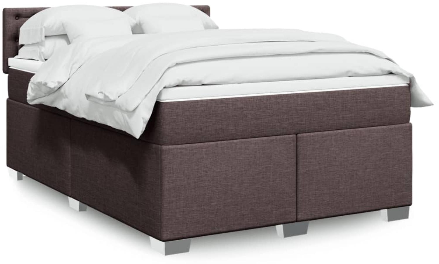 vidaXL Boxspringbett mit Matratze Dunkelbraun 140x190 cm Stoff 3288200 Bild 1