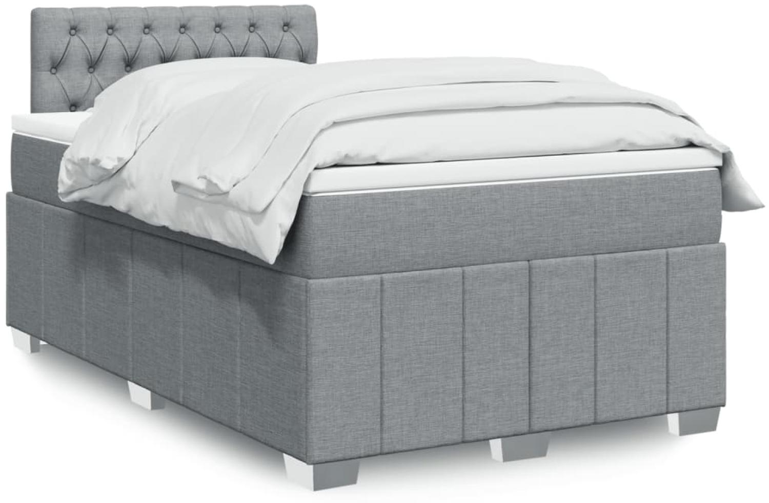 vidaXL Boxspringbett mit Matratze Hellgrau 120x200 cm Stoff 3289342 Bild 1