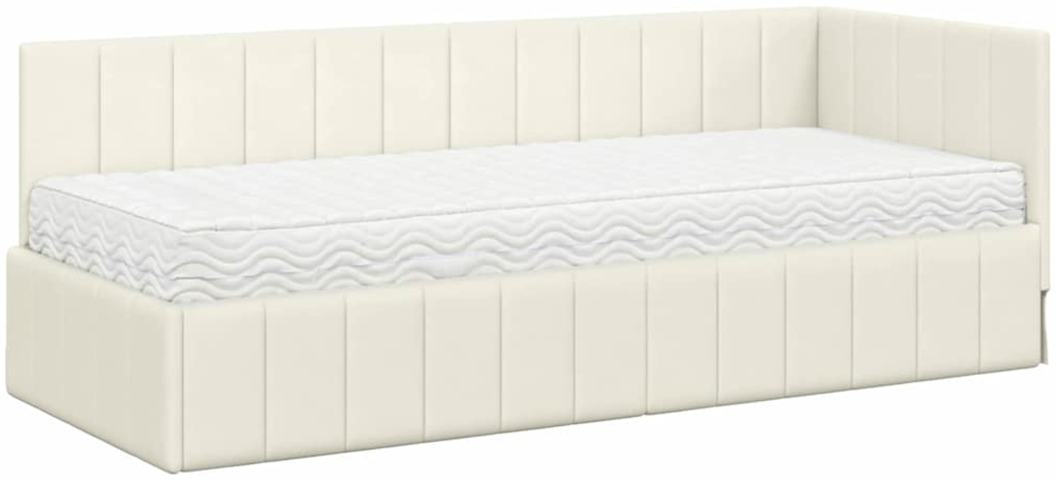 vidaXL Eckbettgestell mit Matratze mit Kopfteil Creme 80 x 200 cm Samt 3393845 Bild 1