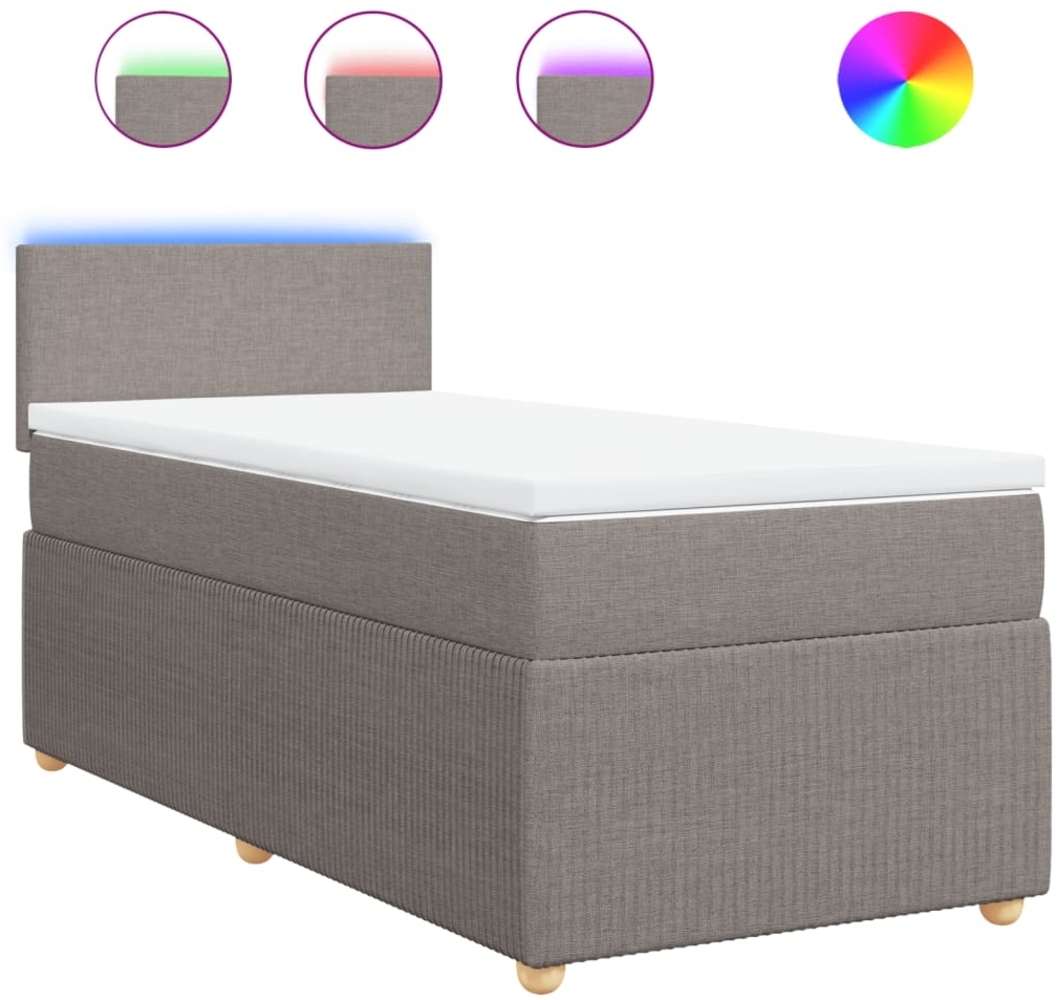 vidaXL Boxspringbett mit Matratze Taupe 80x200 cm Stoff 3289580 Bild 1